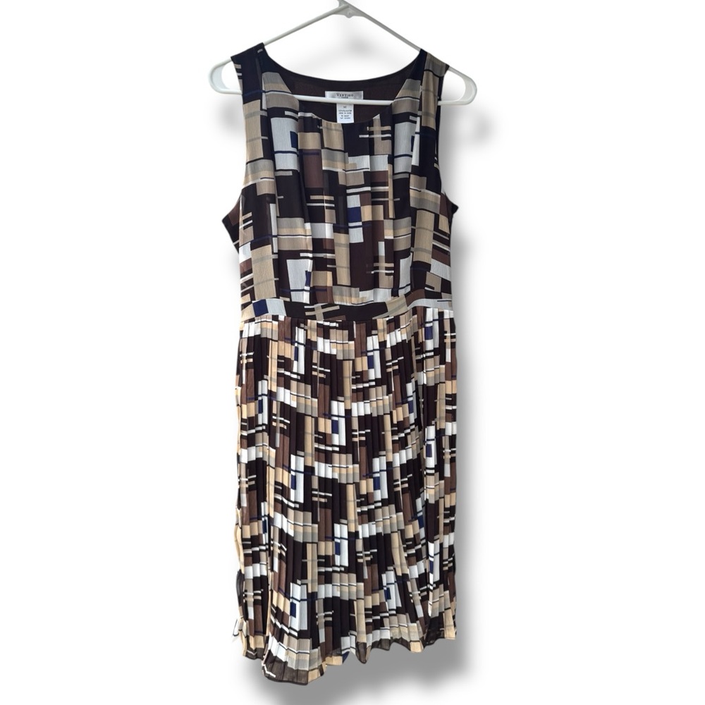 Vintage Vertigo Paris Geometric Patterned Sleeveless Dress Medium